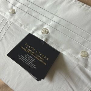 RL Ralph Lauren Queen Organic Sateen Handkerchief Embroidered Flat Sheet.